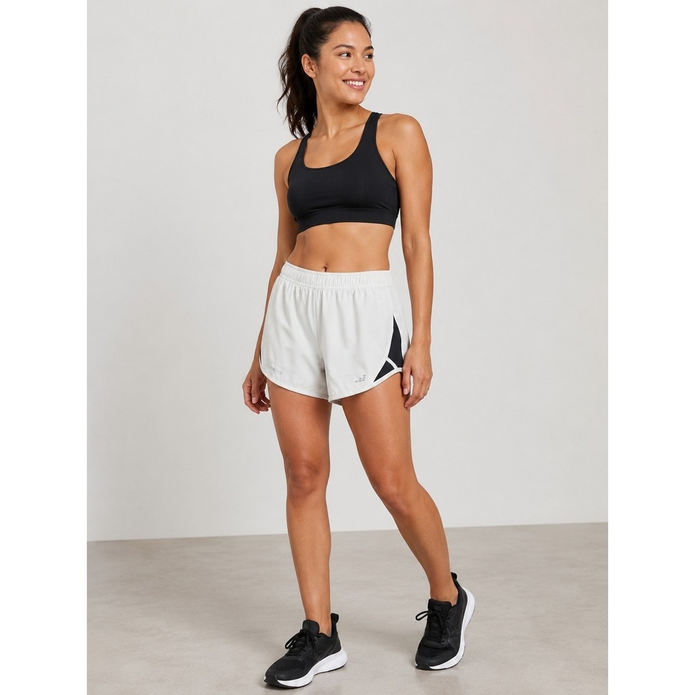 BCG Womens Running Shorts XL White Black Reflective Lined Athletic